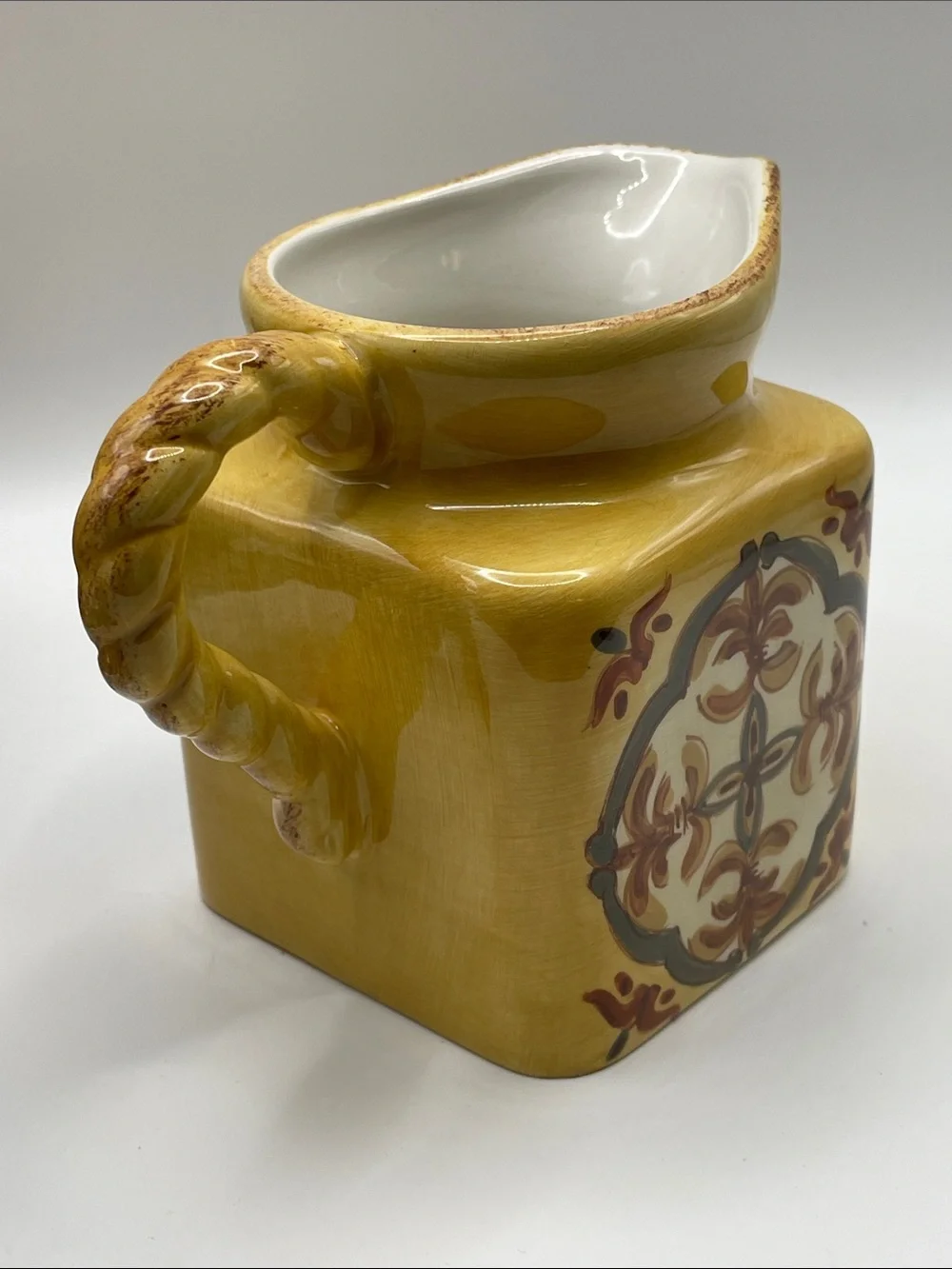 Artimino Tuscan Countryside Sienna Creamer, SugarJar (No Lid) with Metal Holder